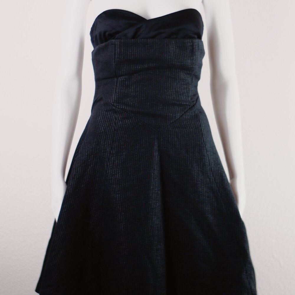 Vintage Versace Versus Midi Cocktail Strapless Dress Ballerina LBD Sz Small